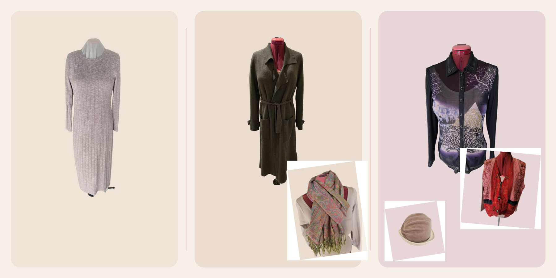 Three wardrobe directions created from familiar pieces: easy, polished and unexpected